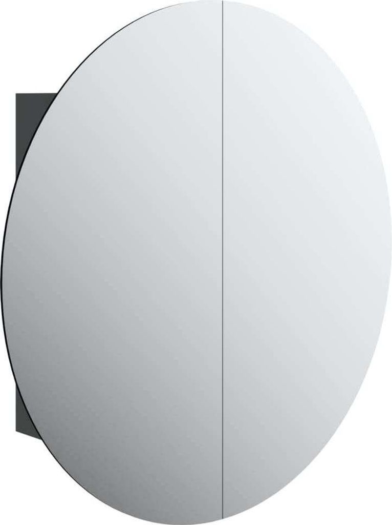 vidaXL Armoire de salle de bain avec miroir rond & LED noir Image du produit 