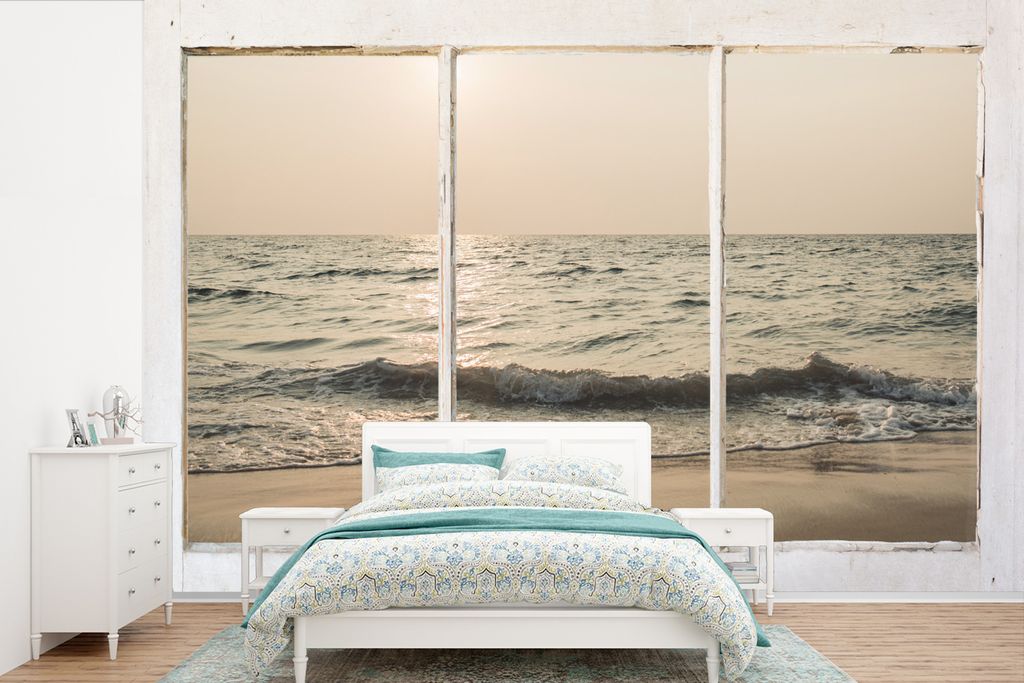 MuchoWow Fototapete für Wohnzimmer oder Schlafzimmer Wandtapete Vinyl Motivtapete Aussicht - Strand - Meer - 600x400 cm - Vinyltapeten