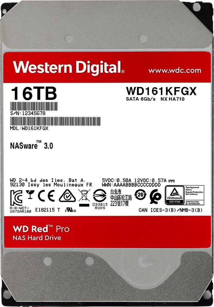 Western Digital 16TB 7200rpm SATA-600 512MB Red Pro Produktbild 