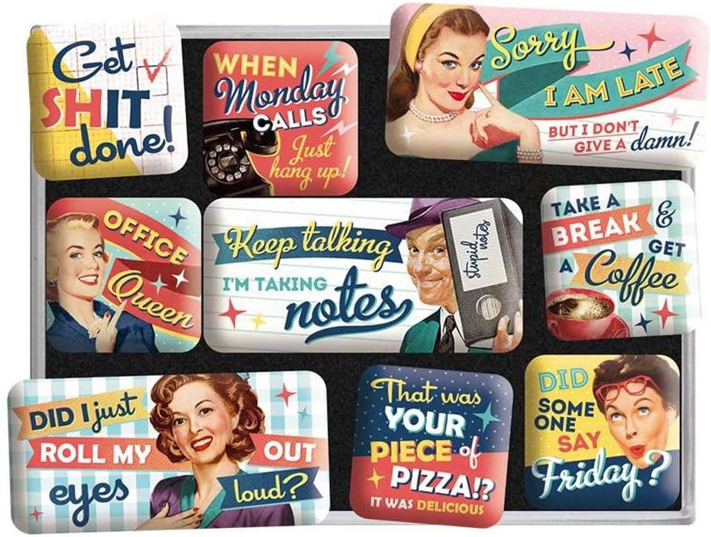 Nostalgic-Art - Set de 9 aimants - Say it 50's - Office Fun Image du produit 
