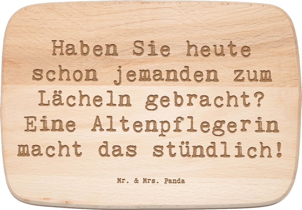 Mr. & Mrs. Panda Schneidebrett Spruch Altenpflegerin Lächeln - Transparent - Geschenk, Bedeutung, soziale Berufe, Menschen bereichern, Berufsallta...