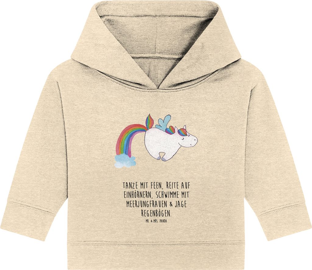 Mr. & Mrs. Panda Organic Baby Hoodie Einhorn Fliegendes Pferd 12. - 18. Monat - Natural Raw - Geschenk, Unicorn, Glitzer, Spielen, Kapuzenshirt, Ka...