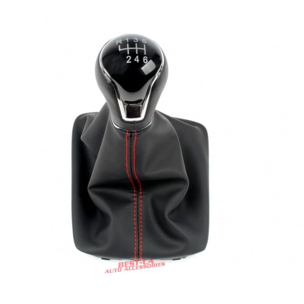 Pomello cambio borsa cuciture rosse + telaio 6 velocità Per Immagine del prodotto 