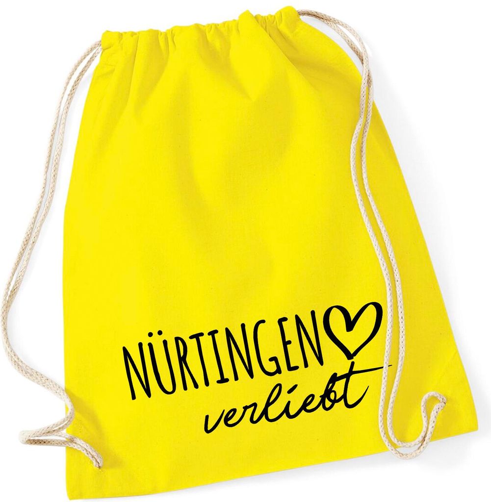 Huuraa Turnbeutel Nürtingen verliebt 12 Liter Yellow Baumwolle Rucksack Geschenkidee