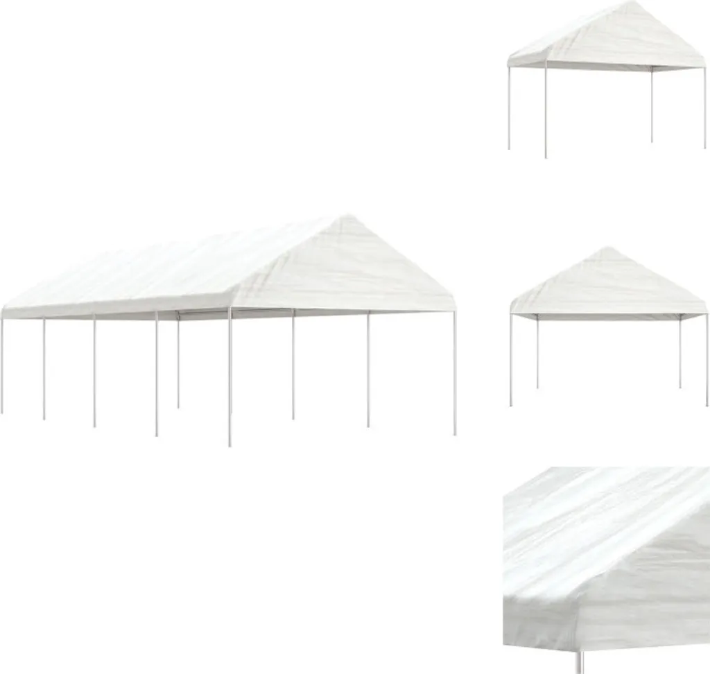 Grand Pavillon Jardin 9m en Polyéthylène avec Toit Haute Résistance Blanc