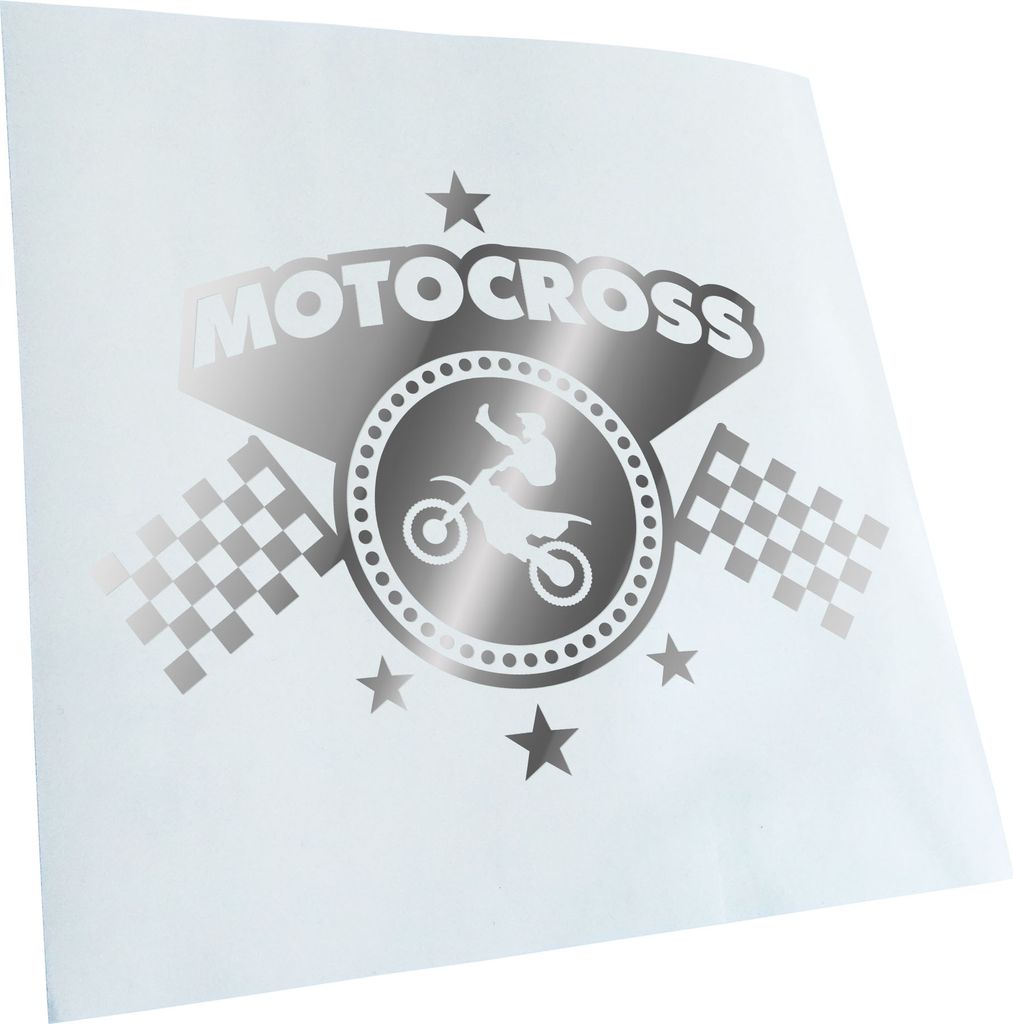 Kiwistar - Autoaufkleber - Motocross D2 Stunt - Chrom - 50x36cm - Aufkleber für Auto, Laptop, Fahrrad, LKW, Motorrad mehrfarbig JDM Decal Racing