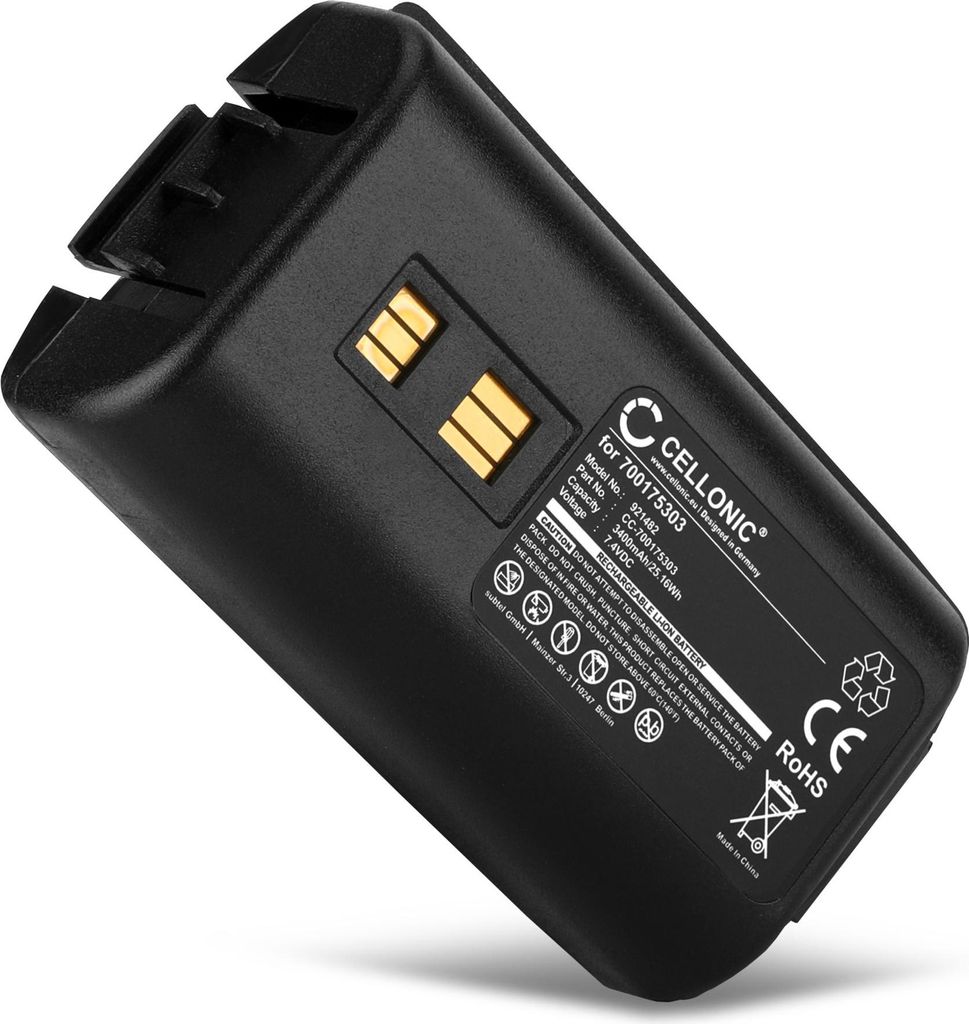CELLONIC 1x Akku für Barcode Scanner Kompatibel mit Datalogic 944501055, 944501056, 944551005, 700175303 - (3400mAh, 7.4V)