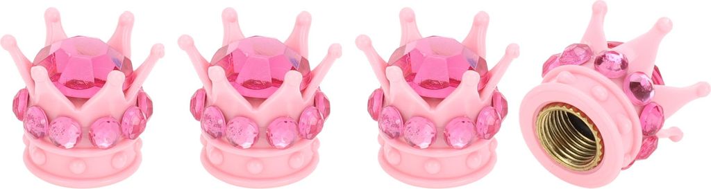 Reifenventilkappen 12,8x15,8MM Autoreifen Ventilkappe ABS Pink Rose Red Faux Crystal Crown Style für Auto Fahrrad Motorrad LKW Anti-Crash-Reifenve...