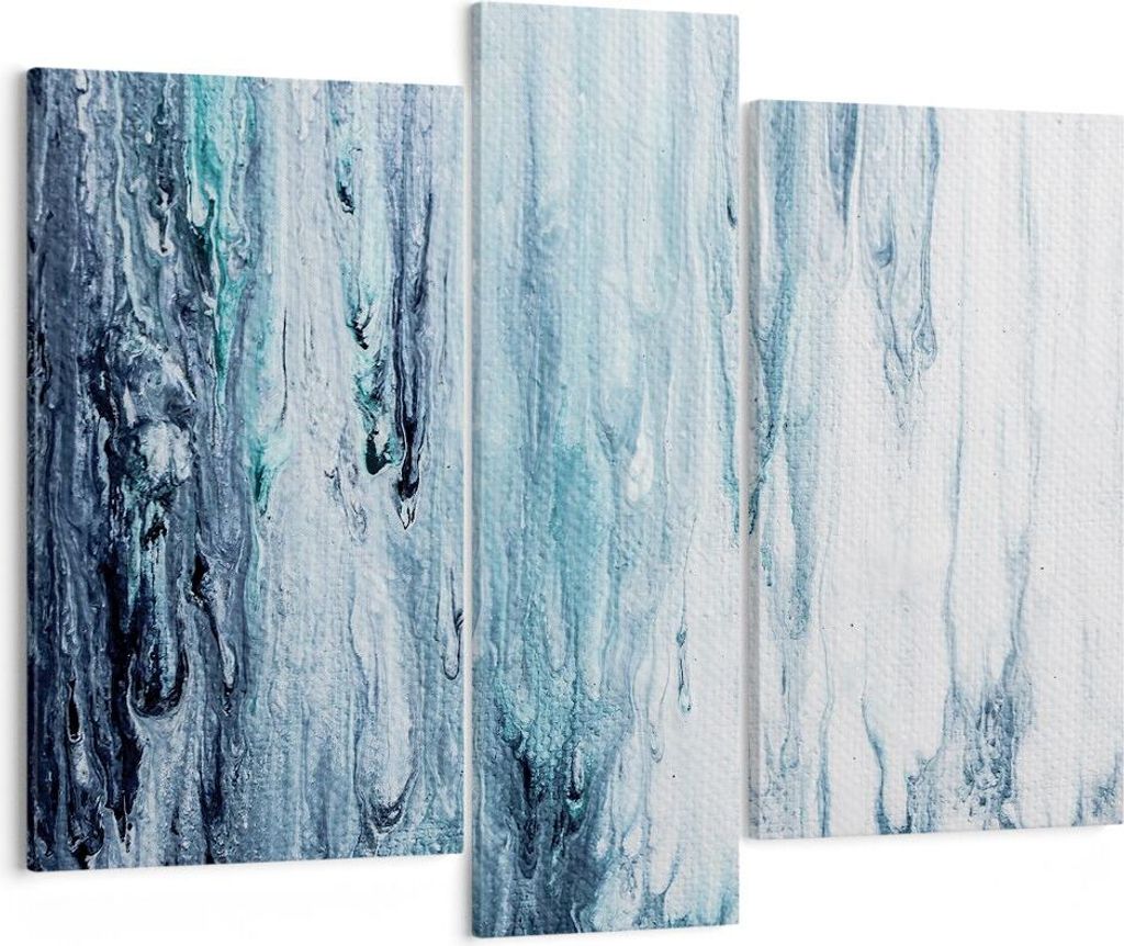 Bild auf Leinwand - Leinwandbild - 3 Teile - Abstraktion Prellung Blau - 95x80cm - Wand Bild - Wanddeko - Wandbilder - Leinwanddruck - Bilder - Wan...
