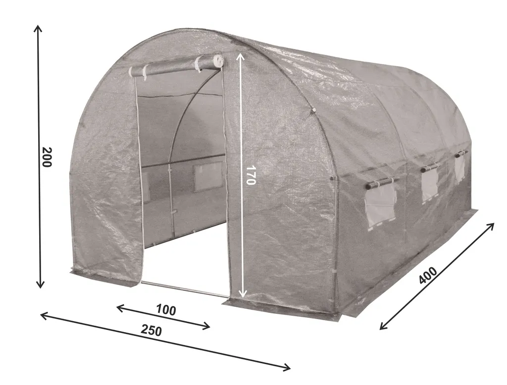 4iQ Telo per Serra Tunnel 250x400cm Grigio: Alta Resistenza 140g/m²