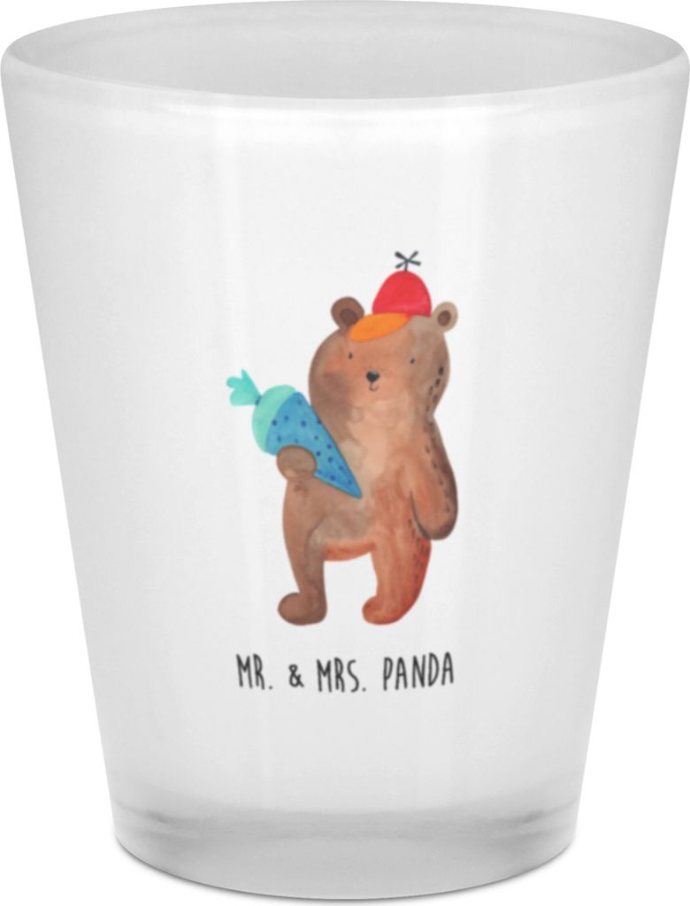 Mr. & Mrs. Panda Shotglas Bär Schultüte - Transparent - Geschenk, Erster Schultag, Schnapsbecher, Schulbeginn, Teddy, Shot Glas, Pinnchen, Schnap...