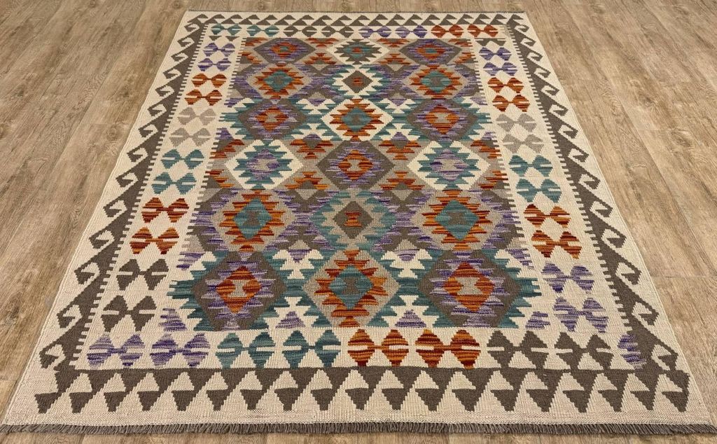 Teppich KELIM ORIGINAL | Farbe: Multi; Größe: 158x197 cm | strapazierfähig und leicht zu reinigen | Wohnzimmer | Schlafzimmer
