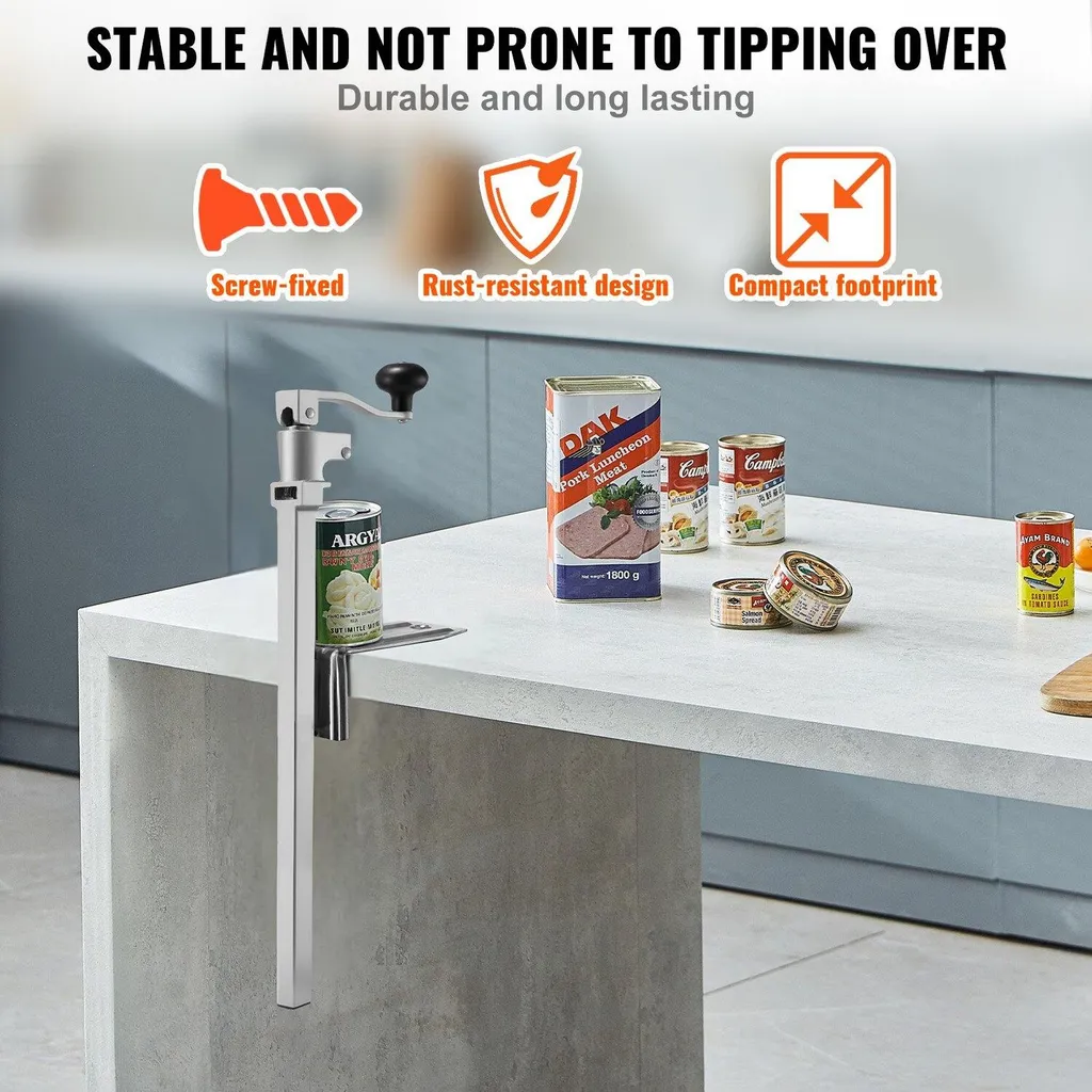 Ouvre-boîtes robuste de table inox avec fixation vis pour magasins