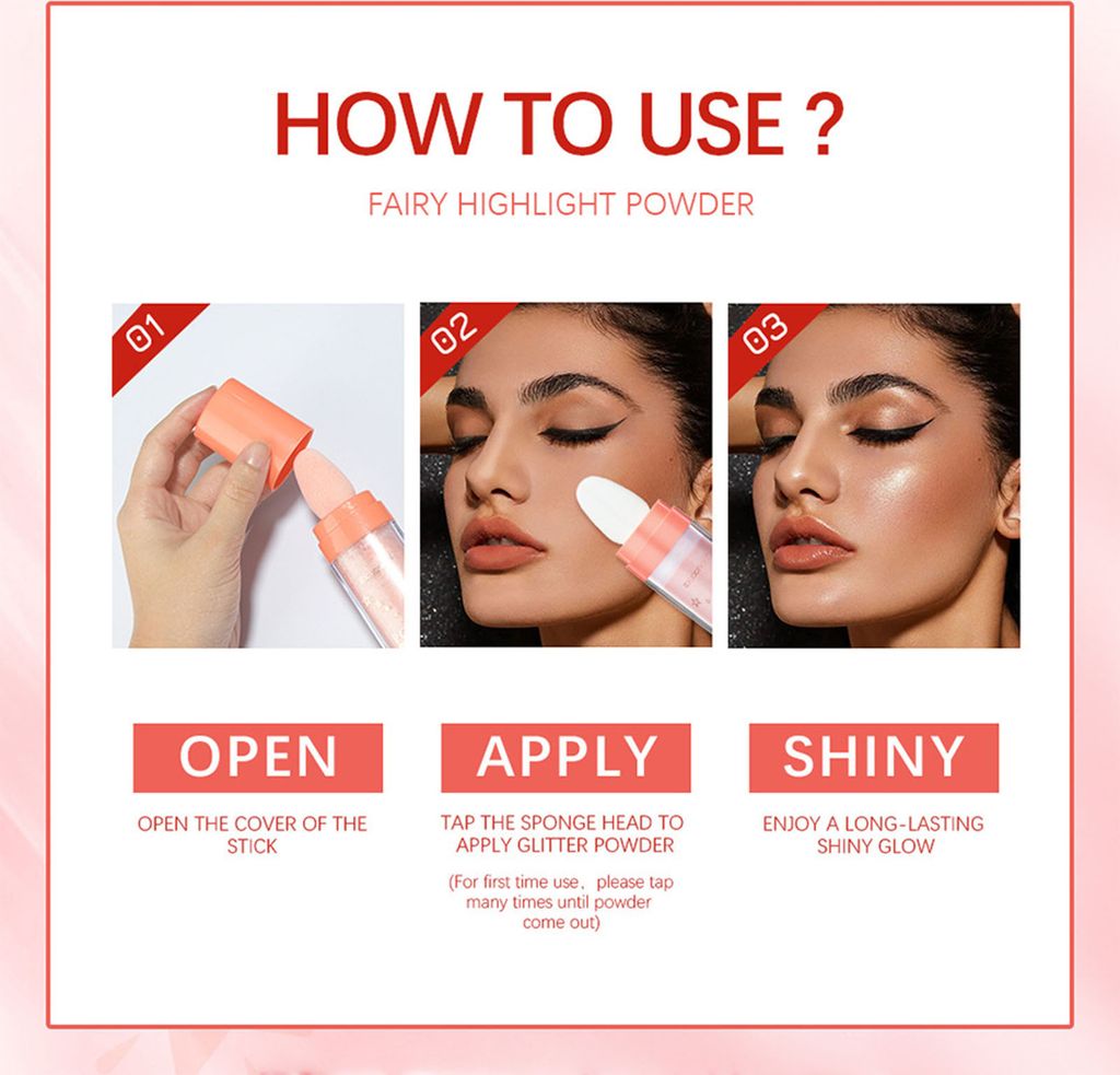 3 x Highlighter puder, Glitter Highlighter, Shimmer, Produktbild 14