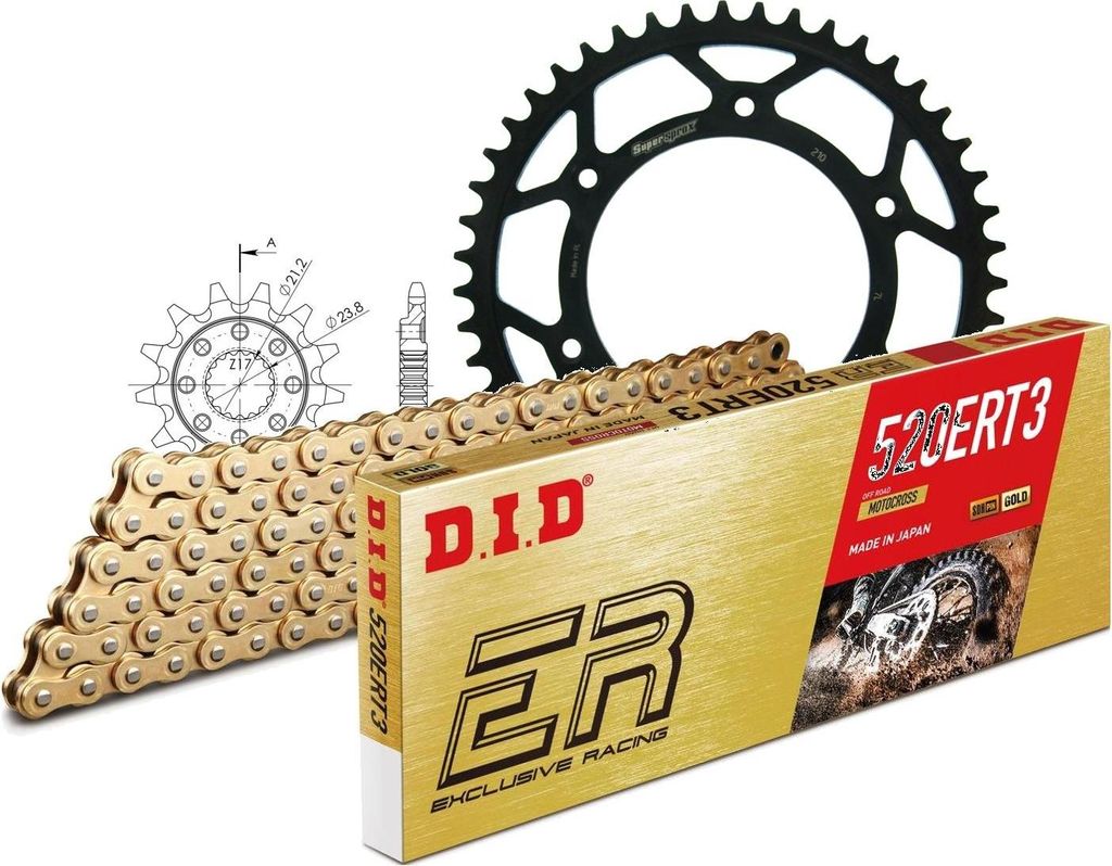 Kit Stahl HM CRE250 Enduro 03-03/CRE450 F Endur... 13-47-112 DID520ERT2(G&G) Clip