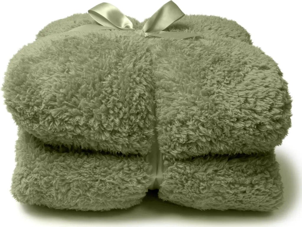Couverture peluche Teddy vert clair : dites adieu au froid sur votre canapé