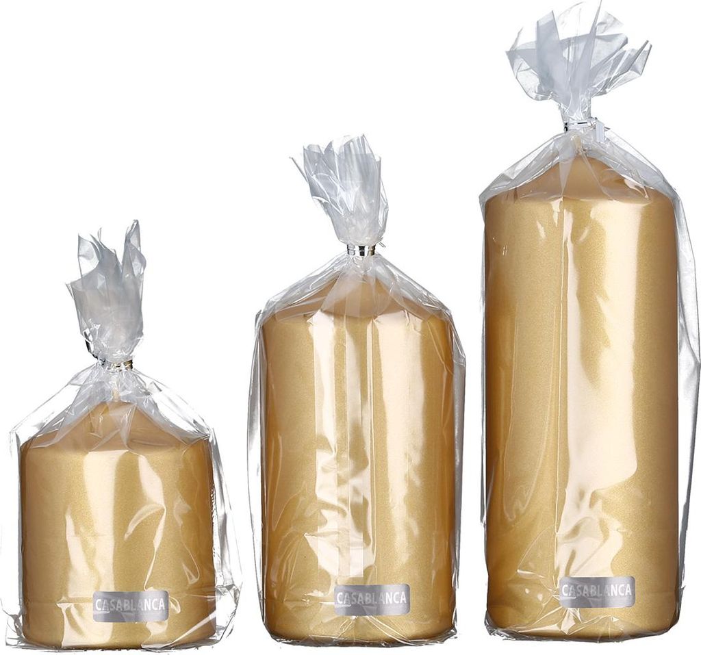 GILDE 100% Paraffinwachs Stumpenkerze,goldfarben VE 6