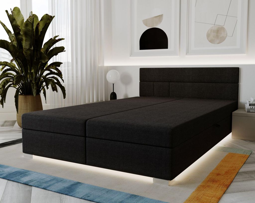 Boxspringbett 180x200 ROSIE 2 - schwarz
