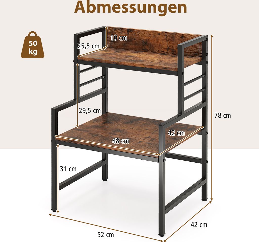 COSTWAY 3patrový regál do mikrovlnné trouby, průmyslový Obrázek produktu 2