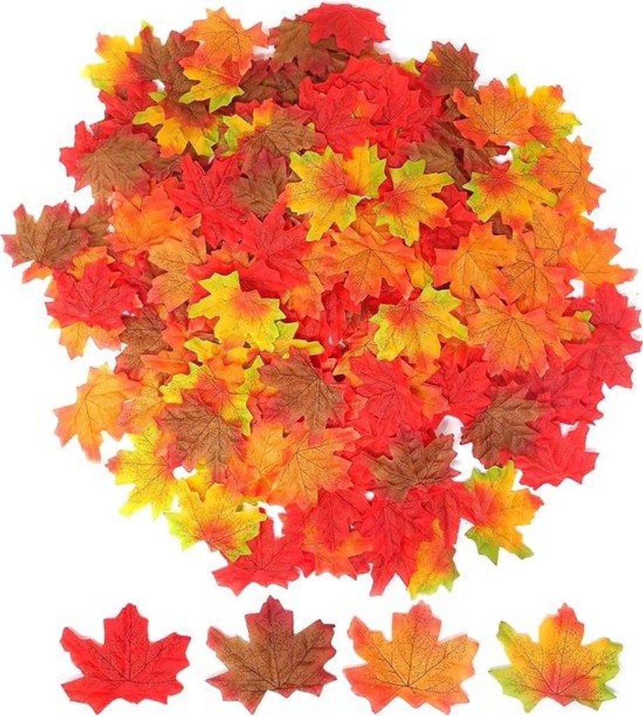 Herbstmotiv-Set aus Kunststoff, 200 Blätter, Herbstdekoration, Blätterwelt, Herbstinspiration, Walddekoration, Herbstschmuck