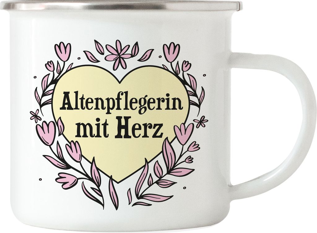 Altenpflegerin mit Herz Emaille Tasse Geschenkidee Zum Danke Sagen Beste Altenpflegerin