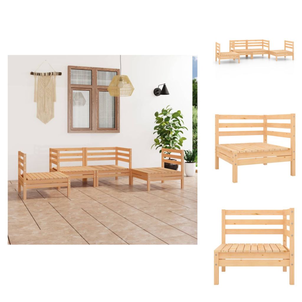 vidaXL 4-tlg. Garten-Lounge-Set Kiefer Massivholz - Gartenmöbel-Sets