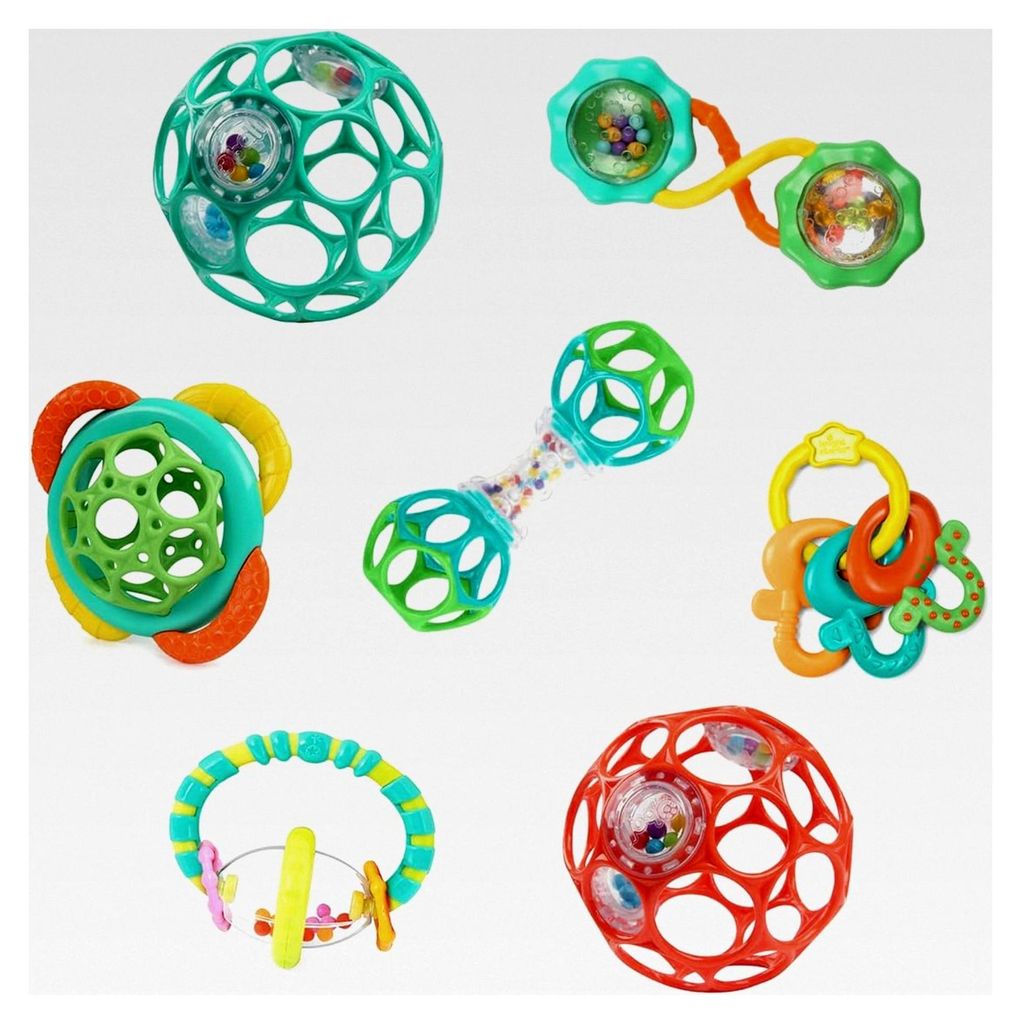 Geschenkset mit Schnullern und Rasseln, 7 Stück - BPA-frei, Babyspielzeug, Beißringe und Kinderwagenspielzeug, Unisex, für Neugeborene