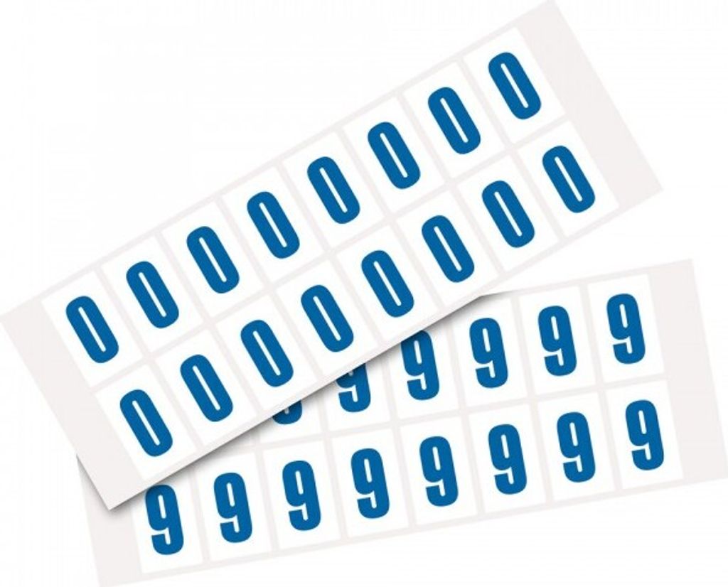 Dreifke Aufkleber I Kombipackung Ziffer 0-9, weiß/blau, Folie, SH 25mm, 22x3...