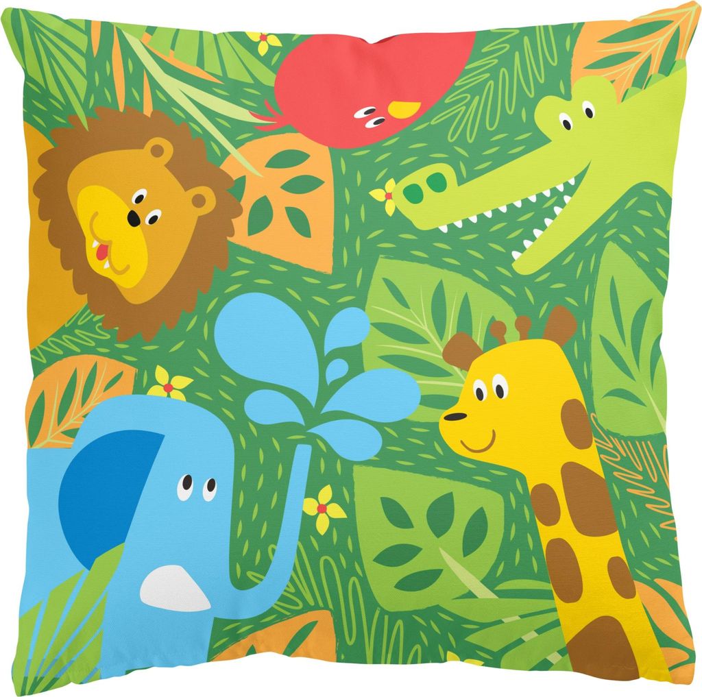 Dekokissen Tiere drinnen / Indoor Zierkissen Canvas waschbar Design bunt Tropisch Sofakissen mit Füllung
