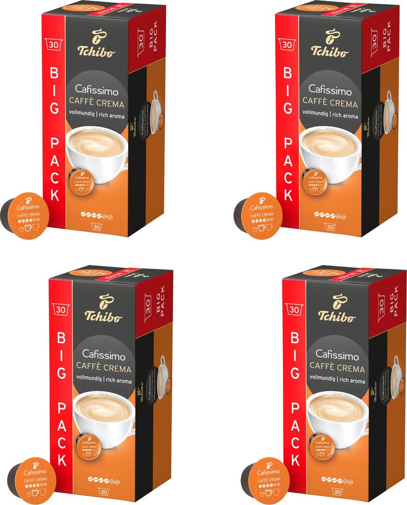 Tchibo Cafissimo Vorratsbox Caffè Crema vollmundig Kaffeekapseln, 120 Stück – 4x 30 Kapseln (Kaffee, ausgewogen und vollmundig), nachhaltig & f...