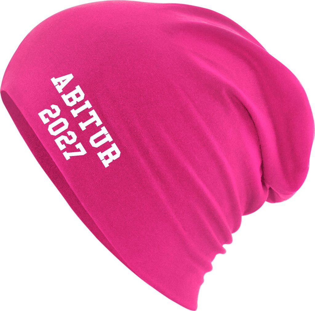 Huuraa Beanie Abitur 2027 ABI Fuchsia One Size Baumwolle und Elasthan Mütze Geschenkidee