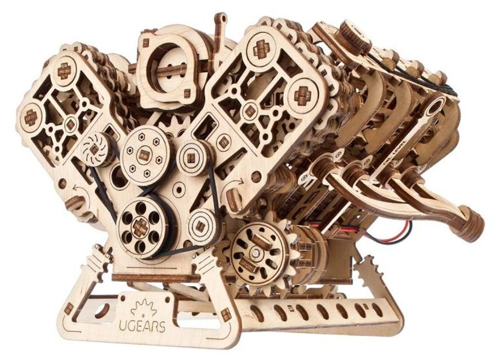Puzzle 3D, Moteur V8, Ugears, bois, 776 pièces Image du produit 