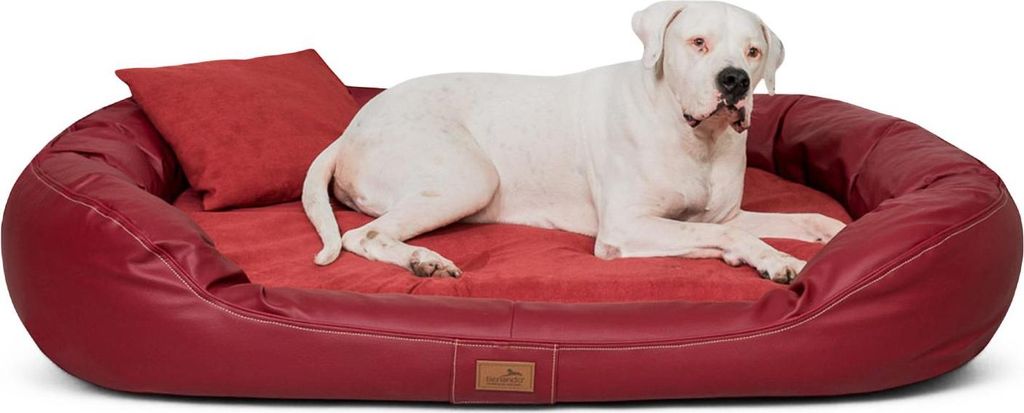 Orthopädisches Hundebett LENNART VIP VISCO PLUS Kunstleder und Velours - Größe: 170x110cm | Farbe: 04 Dunkelrot