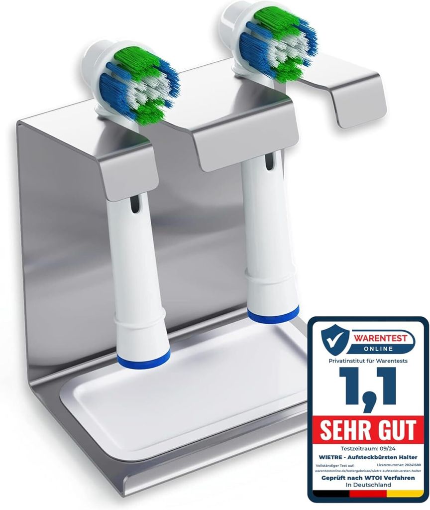 WIETRE 2er Edelstahl Aufsteckbürsten-Halter passend für Oral-B, iO, Philips