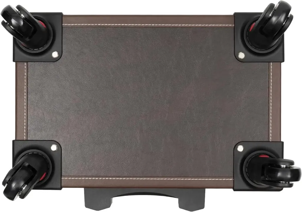 Valise à maquillage 4 roues pivotantes et poignée télescopique en cuir PU - 9