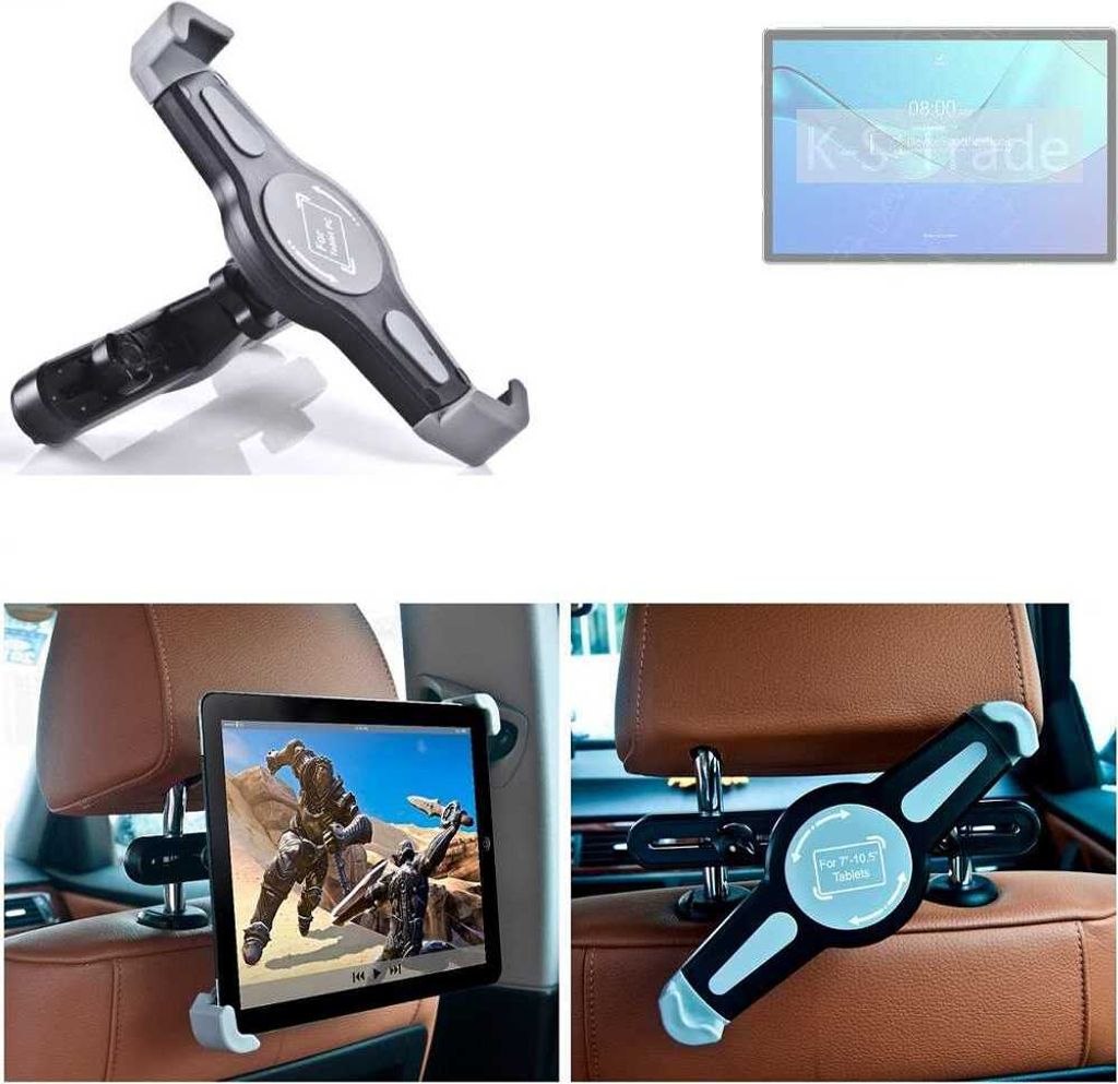 K-S-Trade Tablethalterung kompatibel mit Ulefone Tab 7 KFZ Kopfstützen Halterung 360° Auto Sitzhalterung Headrest Holder Halter Tablet PC