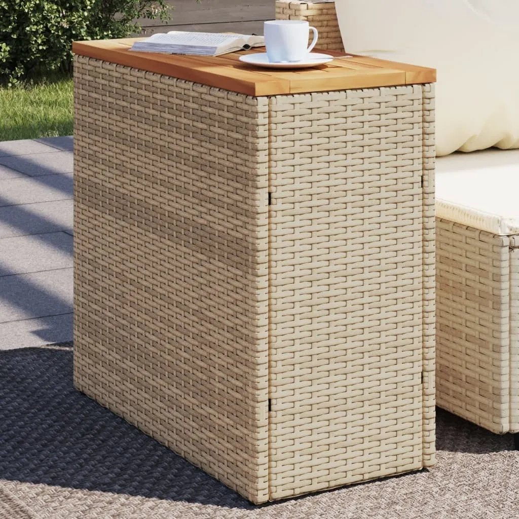 Tavolino da Giardino 58x27,5x55 cm in Poly Rattan Beige - Design Elegante
