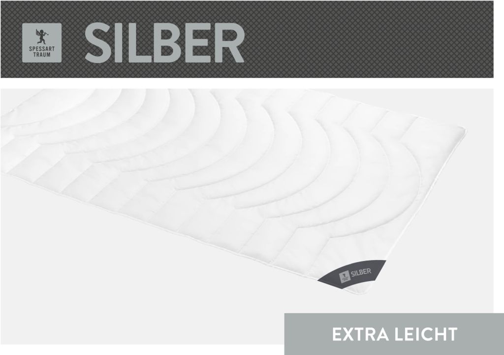 Spessarttraum Faserdecke Silber Füllung: 100% Polyester Bezug: 100% Baumwolle Größe 135 x 200 cm Wärmeklasse extraleicht