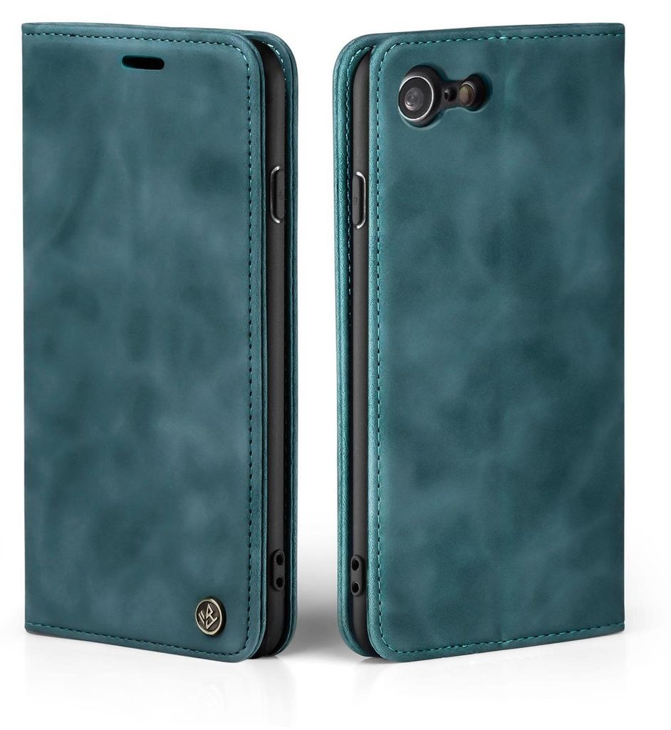 Handy Hülle für Apple iPhone 7 / 8 / SE (2020) Klapphülle Bookcase Flip Cover Handy Tasche Etui Farbe: Petrol