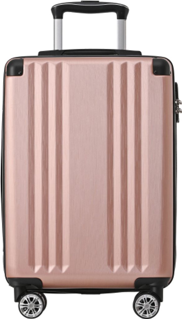 AIORBER Koffer, 4 Rollen, Spinner-Räder, Multilock-Teleskopstange, gebürstetes Finish, TSA-Zollschloss, ABS-Material, 66,5x45,5x28 cm, Rosa