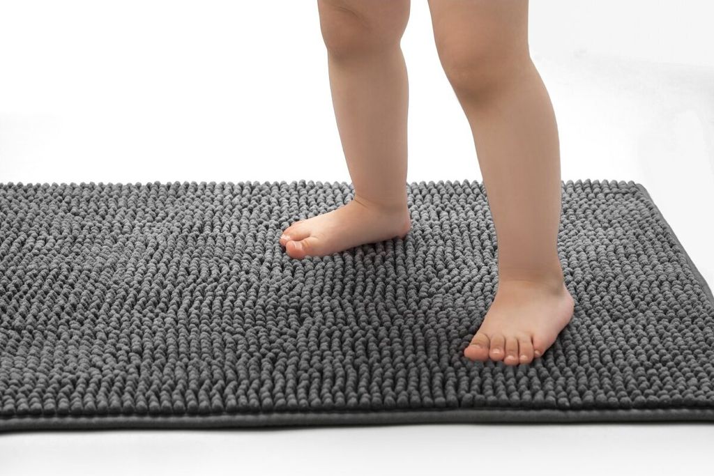 Antraciet Chenille Badmat 40 x 60 cm, zachte, absorberende Badmat für Badezimmer