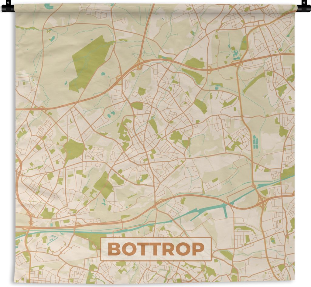 MuchoWow Wandteppich Wandbehang Bottrop - Karte - Vintage - Stadtplan 60x60 cm Tapisserie Dekoration Wandtuch - Dekorationen - Wand Decke