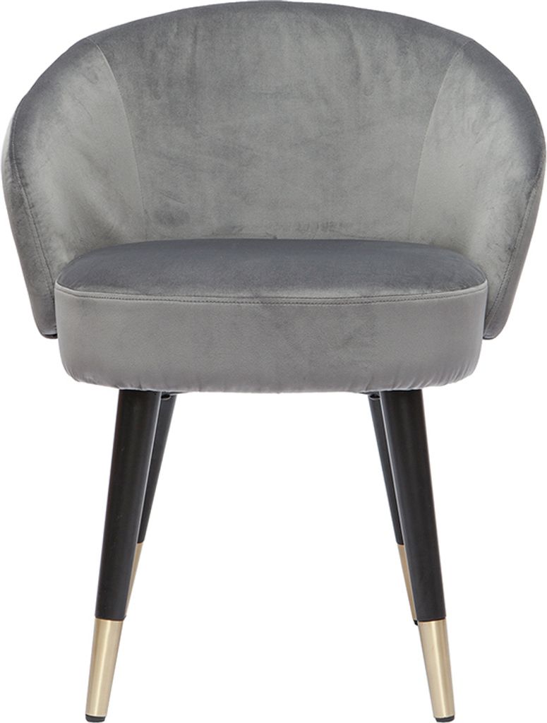 Miliboo - Design-Stühle mit grauem Samt und schwarz-vergoldeten Metallbeinen (2er-Set) BRIZO