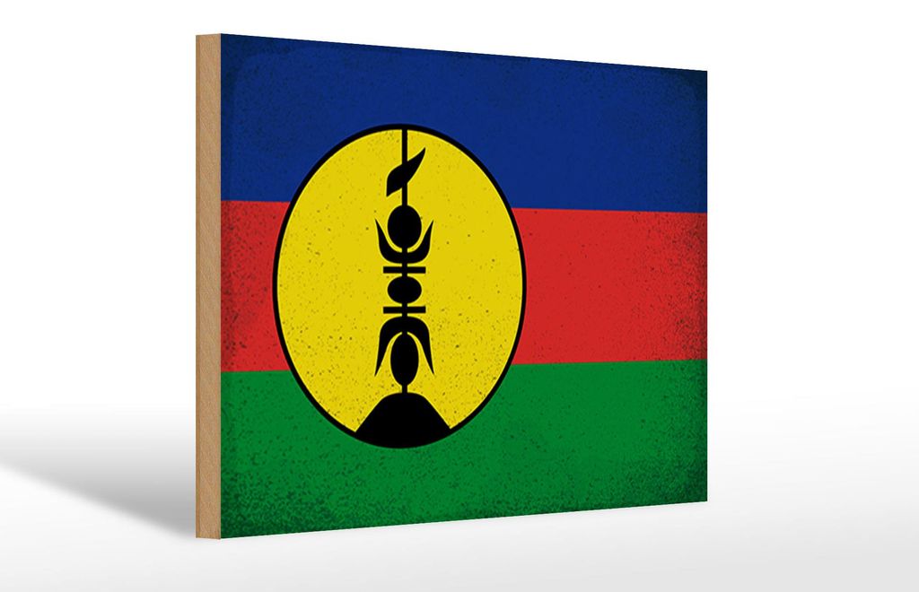 Holzschild Flagge Neukaledonien 30x20cm Flag Vintage