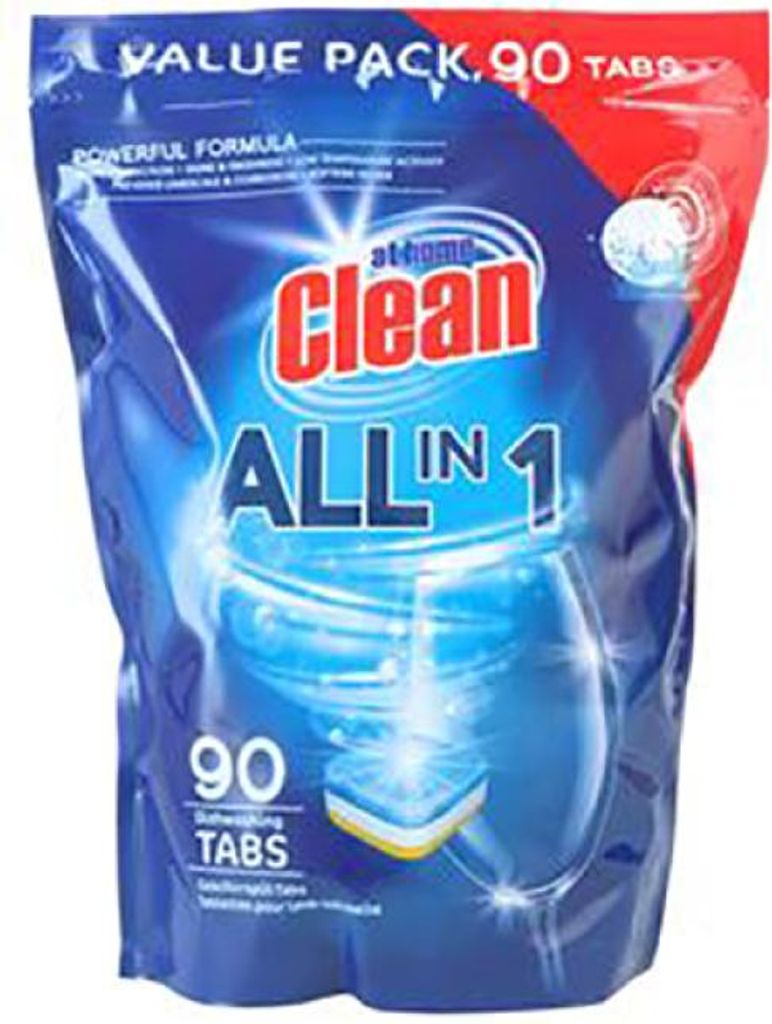 at home Clean - All in 1 Spülmaschinentabs, 90 Stück. Produktbild 