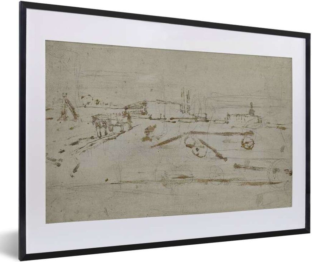 MuchoWow MuchoWow Gerahmtes Poster Der Rand einer Stadt - Gemälde von George Hendrik Breitner 60x40 cm - Poster mit zchwarzem Bilderrahmen - S...