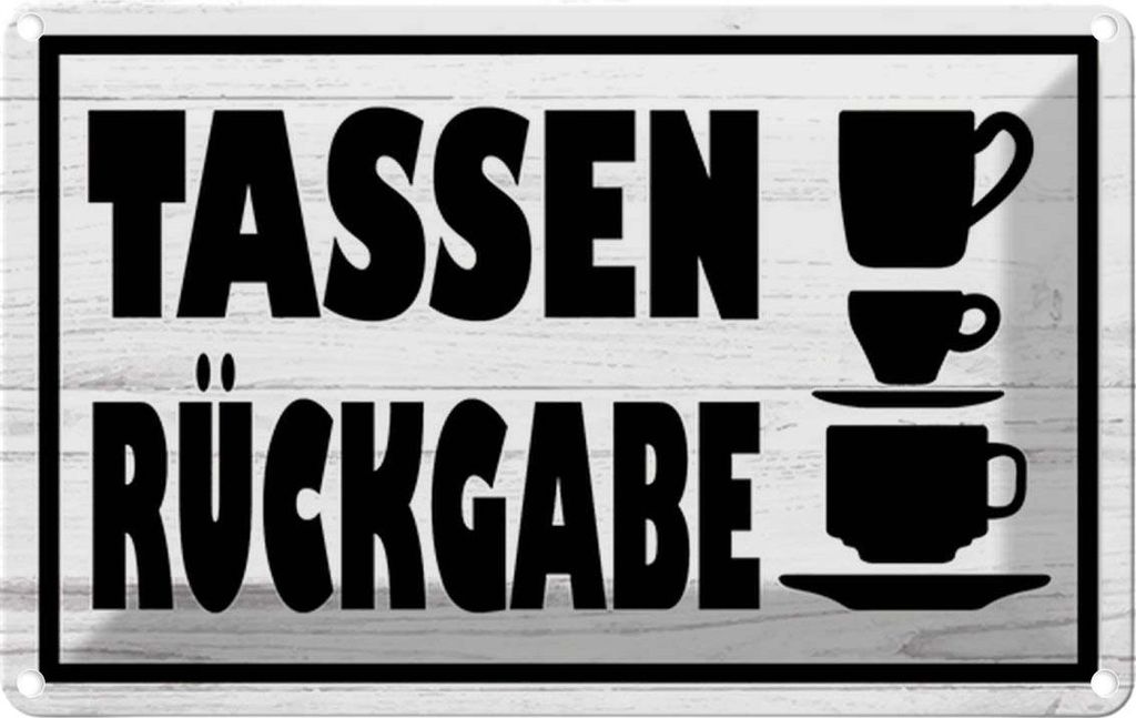 vianmo Blechschild 12x18 cm Tassen Rückgabe Essen Trinken