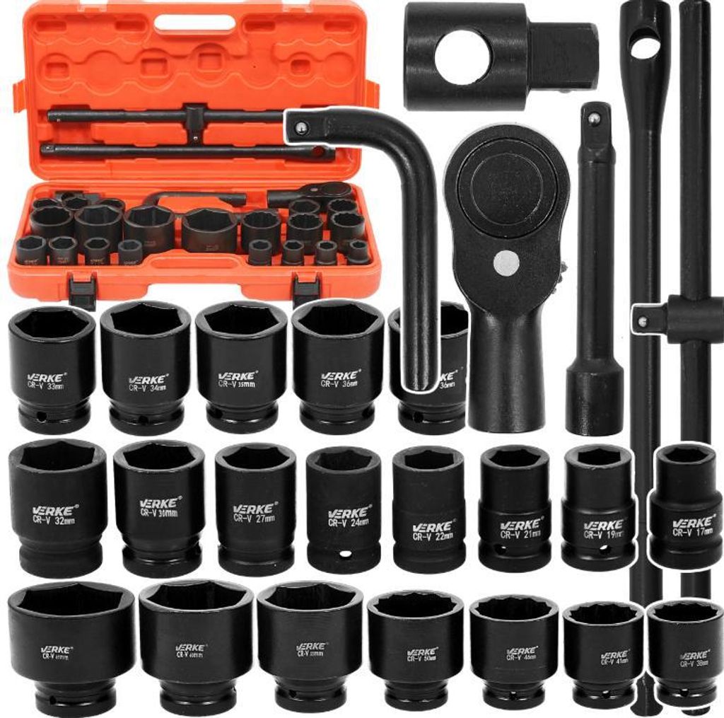 Schlagschrauber-Steckschlüsselsatz 3/4 1 Zoll 6/12-Punkt-Steckschlüssel 17-65
