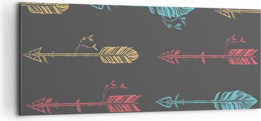 Bild auf Leinwand - Leinwandbild - Pfeil Feder - 120x50cm - Wand Bild - Wanddeko - Wandbilder - Leinwanddruck - Bilder - Kunstdruck - Wanddekoratio...