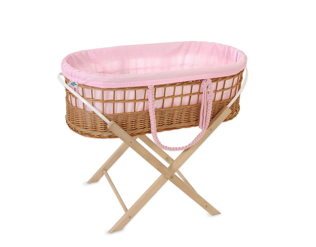 Spädbarnssäng BOHO rosa mit Premium Vadering und Matratze